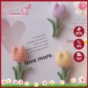 Móc khóa len hoa tulip