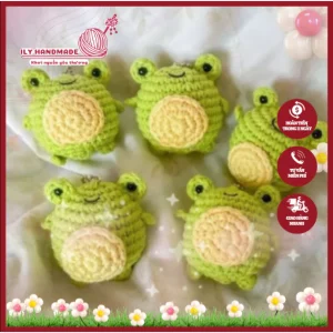 Móc khóa Thú Len Handmade – Ếch Xanh Béo Tròn Dễ Thương