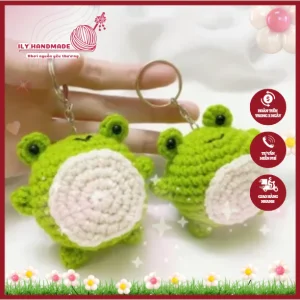Móc khóa Thú Len Handmade – Ếch Xanh Béo Tròn Dễ Thương
