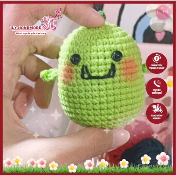 Móc Khóa Len Handmade Hình Khủng Long Xanh Dễ Thương